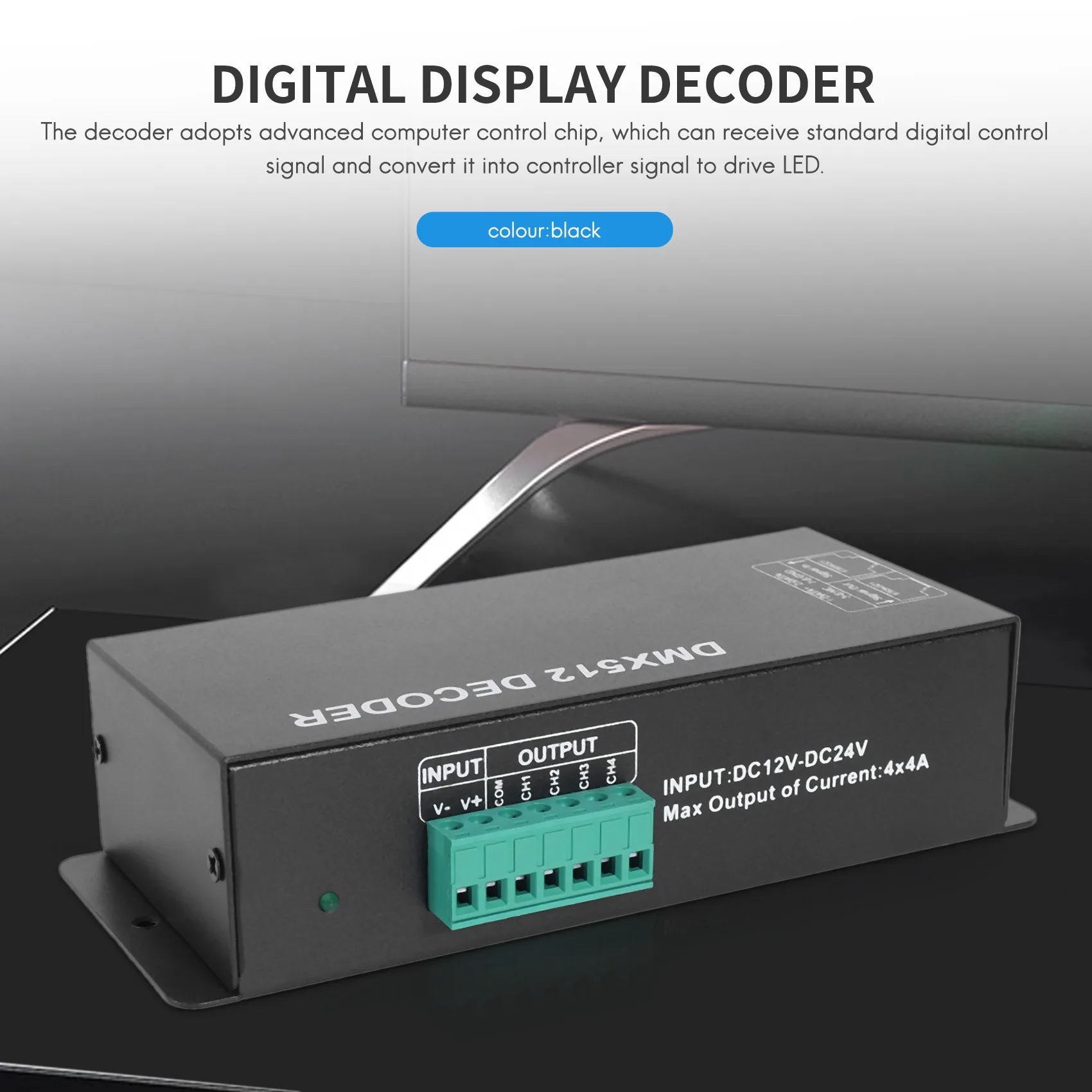 AY14 -Dmx 512 디지털 디스플레이 디코더, 디밍 드라이버 Dmx512 컨트롤러 (LED RGBW 테이프 스트립 라이트용) RJ45 연결 DC12-24V 20