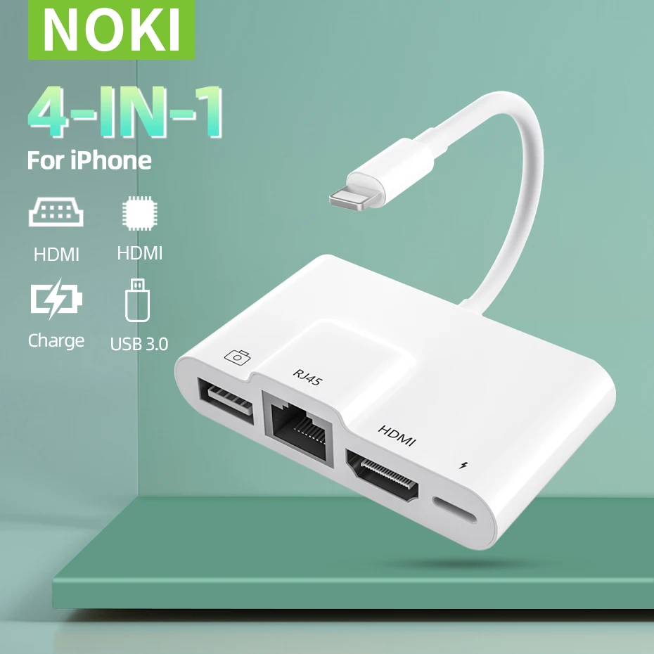 Lightning To Rj45 Ethernet Hdmi Digital Av Adapter Lan Wired Network Usb Otg  Hub 1080p Sync Screen Converter For Ipad/phone14/13 Mobile Phone Adapters   Converters AliExpress