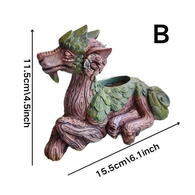 Jardinière d'arbre de dragon créative, jardinière succulente, statue de jardin, cadeau en résine pour les amoureux de la nature, parfaite pour les amis et la famille 5