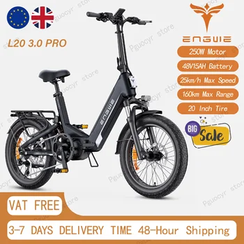 ENGWE L20 3.0 Pro Bicicletta Elettrica con Batteria al Litio 48V15AH, Motore da 250W, Freni a Disco Idraulici, Pneumatici da 20*3 Pollici
