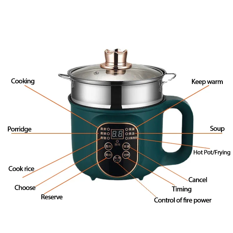 Description Picture 2 of itemElectric Hot Pot Cooker Multicooker Hotpot Stew Heating Eggs Soup Pan Noodles Steamer Rice Cookers Cooking Pot EU Plug