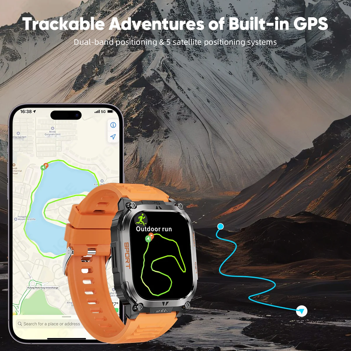 LIGE GPS Compass Smart Watch With Flashlight 630mAh 2.01" Large Screen Heart Rate Bluetooth Call Waterproof Men Smartwatch 2025