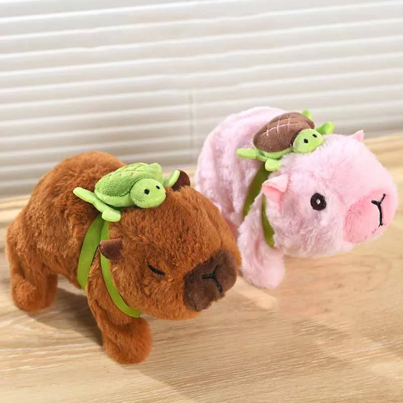 New Simulation Electric Plush Cute Capybara Doll Toys Walking Barking Electronic Pet Capybara Baby Interactive Toddler Toys