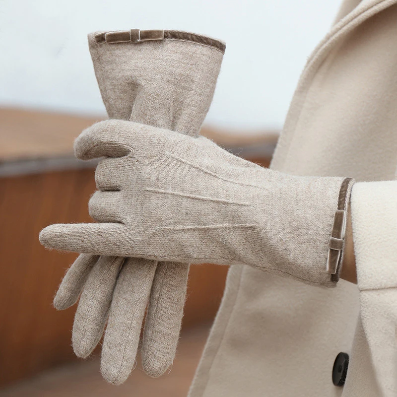 New Winter Women Keep Warm Touch Screen Elegant Simple Cashmere Gloves High Quality Elasticity Thickened Soft
