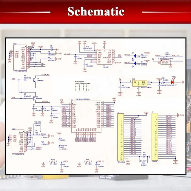 ESP32-S3 Development Board 2.4G Wifi Module for Arduino ESP IDF ESP32-S3-WROOM-1 N8R2 N16R8 44Pin Type-C 8M PSRAM ESP32 S3 6