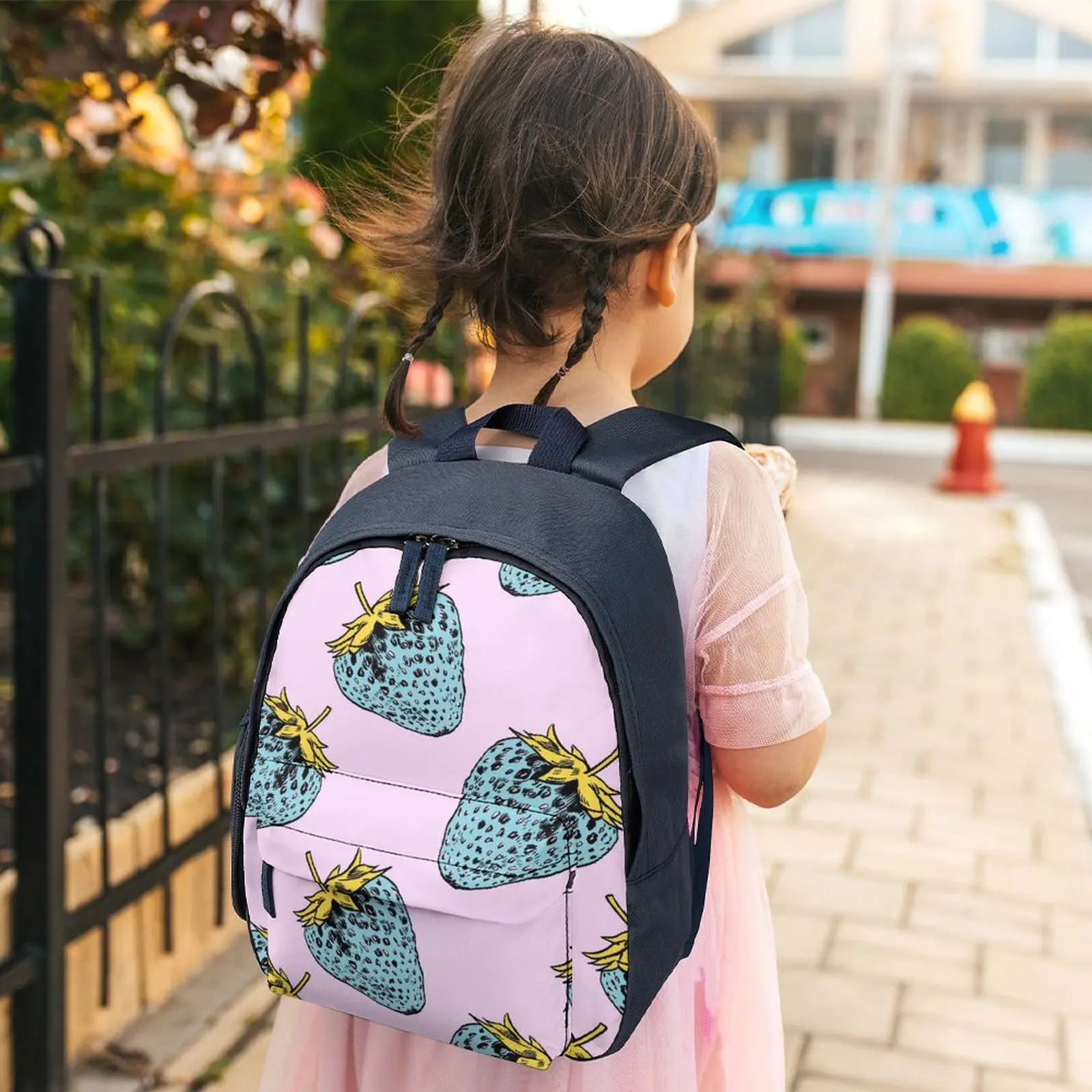 Strawberry Print Backpack Child Customize Boys and Girls Student School Bags Large Capacity Custom Print Backbags for Travel