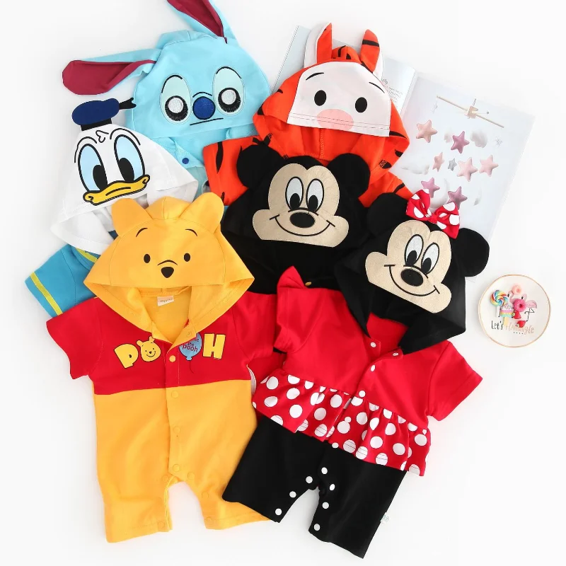 Летний детский комбинезон с изображением животных тигра Микки Минни-пуха