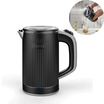 110V/220V Portable Electric Kettle Home Double-layer Stainless Steel Quick Water Boiler Travel Kettle Automatic Power Off 600W 1