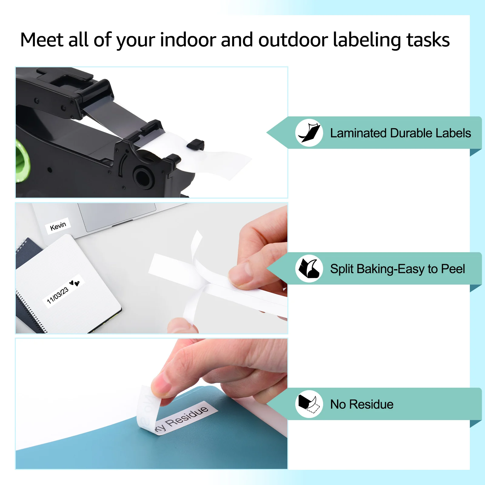 블랙 온 화이트 TZ-231 라벨 테이프, 브라더 TZE-231 221 호환, P-터치 라벨 프린터용 241 테이프, 10, 20PK, 6mm, 9mm, 12mm, 18mm, 24mm