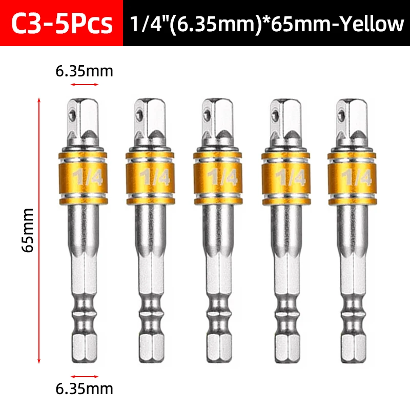 Premium Socket Adapter Drill Bits Set - Impact Grade Power Extension with Hex Shank