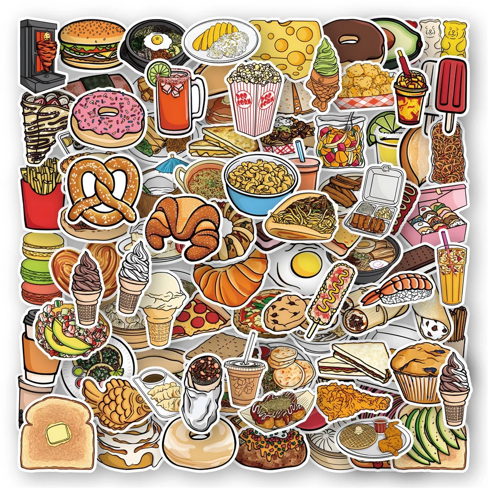 

10/30/50PCS New DIY Food Cartoon Personality Creative Computer Luggage Car Table Water Cup Chair Decoration Waterproof Sticker