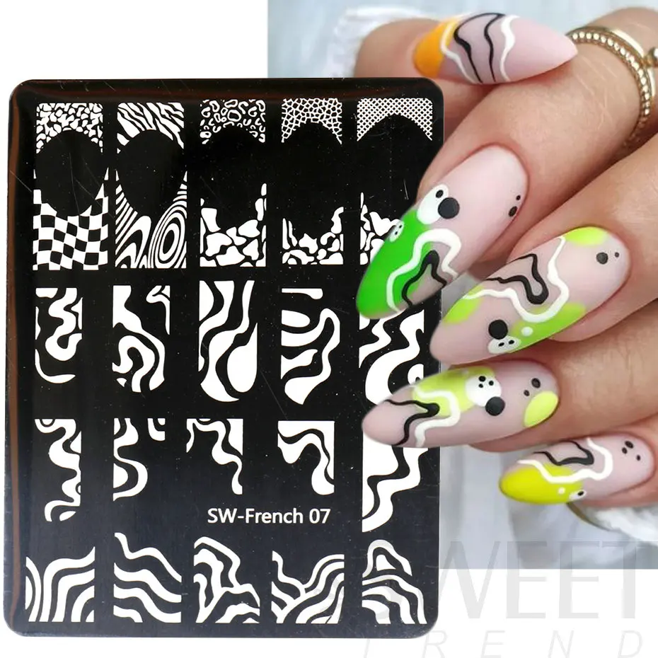 1pc Xl Plus Nail Stamping Plates French Tip Line Lady Face Geometric Nail  Art Stamping Template Stainless Steel Stencil Tools#ax - Nail Templates -  AliExpress