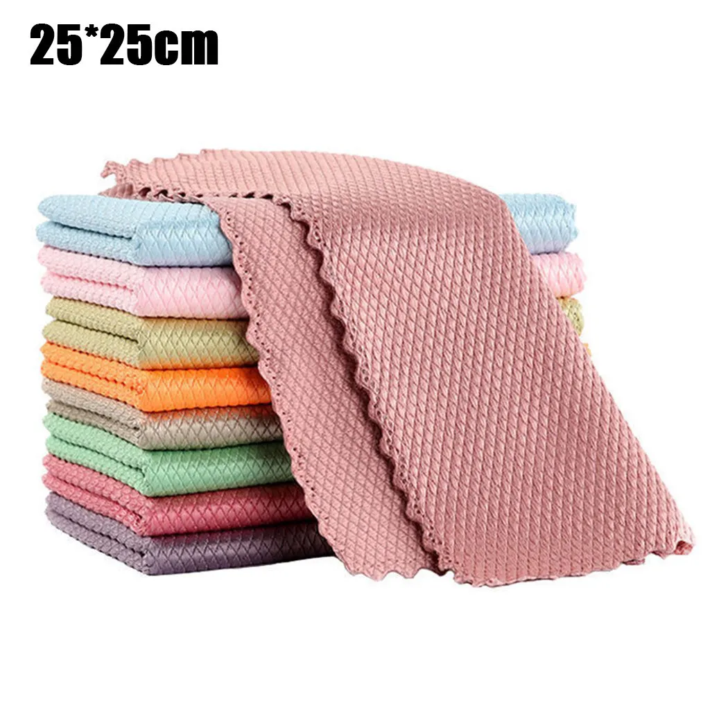 

Kitchen Cleaning Cloths Efficient Fish Scale Wipe Cloth Cleaning Cloth Anti-Grease Wiping Rags Home Washing Dish Towel 5Pcs