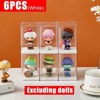 กล่องเก็บของแบบโชว์ 6 ชิ้น ชั้นวางอะคริลิคสำหรับจัดระเบียบของเล่นแบบ Blind Box, Bubble Mart, ทำมือ, ป้องกันฝุ่น, สำหรับวางบนโต๊ะ 8