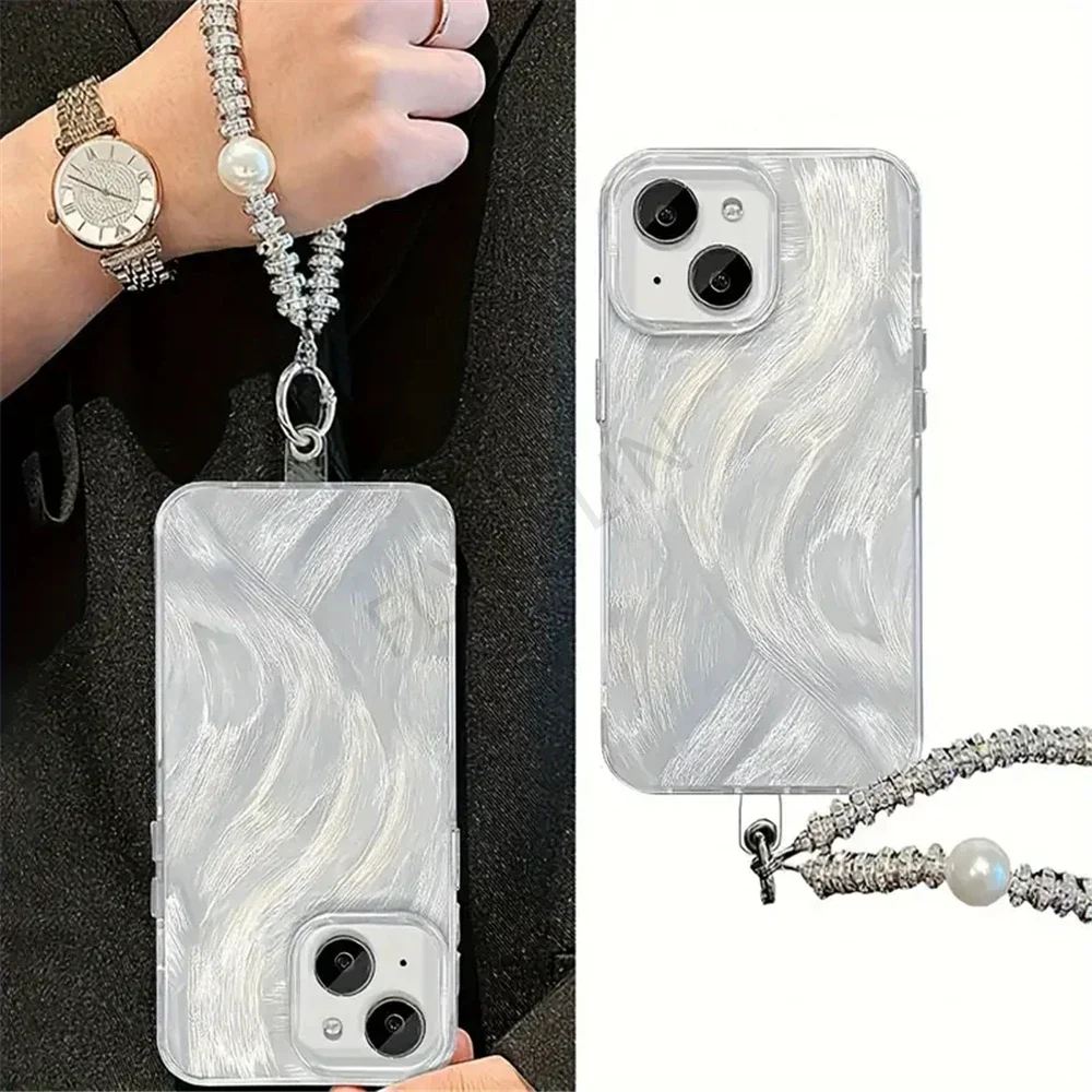 Pearl Diamond Gradient Glitter Chain Phone Case
