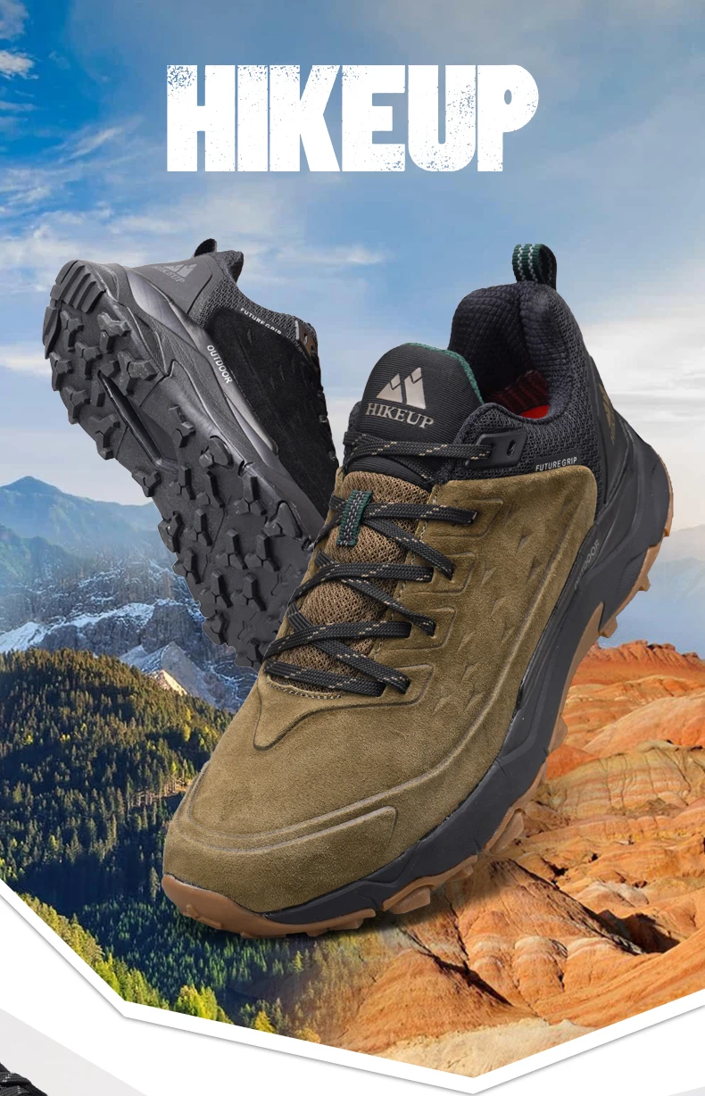 HIKEUP Neueste Herren Wanderschuhe Verschleißfeste rutschfeste Outdoor-Sneaker Klettern Trekking Jagd Herren Sport Wildleder – Detail 3