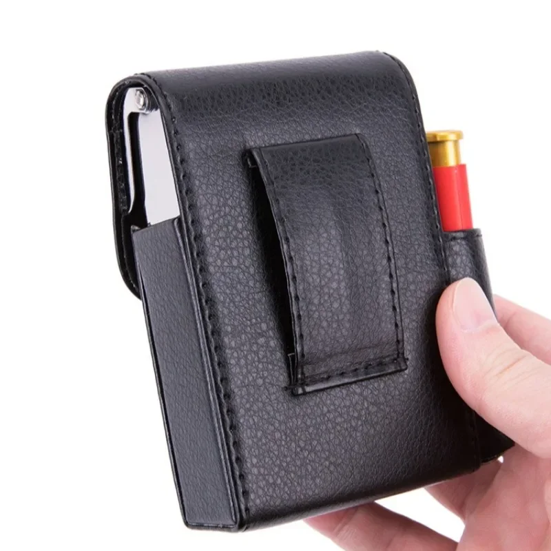 Pocket PU Leather Cigarette Case Lighter Bag Box Storage Organizer Smoking Tools Accessories Waterproof Cigar Man Bag Charm Gift