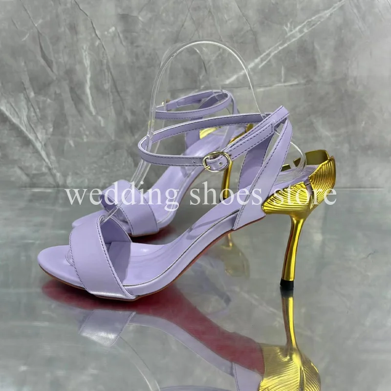 

High-heeled One-line Sandals Fashion Design Gold Heel Sexy Pointed Toe Shallow Mouth High Heels Luxury New Women Wedding Pumps