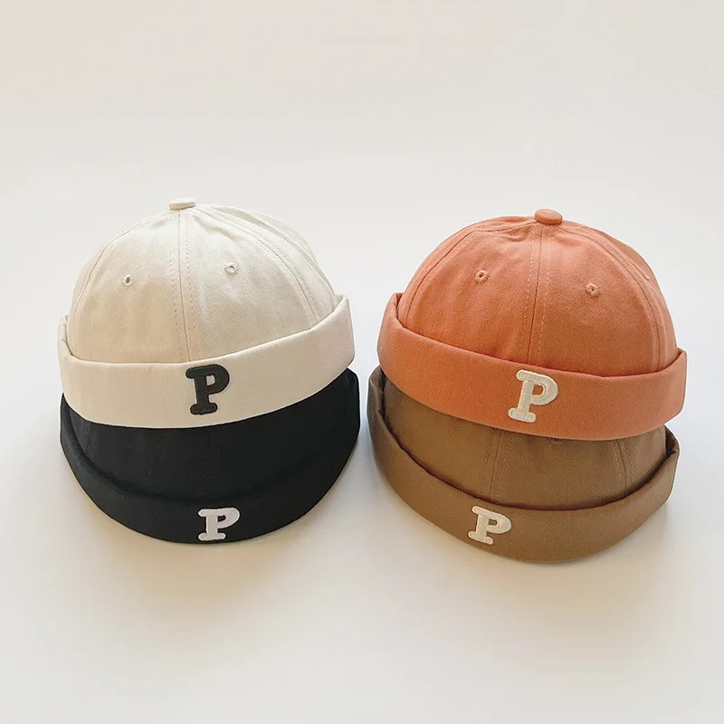 Kids Melon Skull Beanie - Solid Color Brimless Hat for Boys  Girls