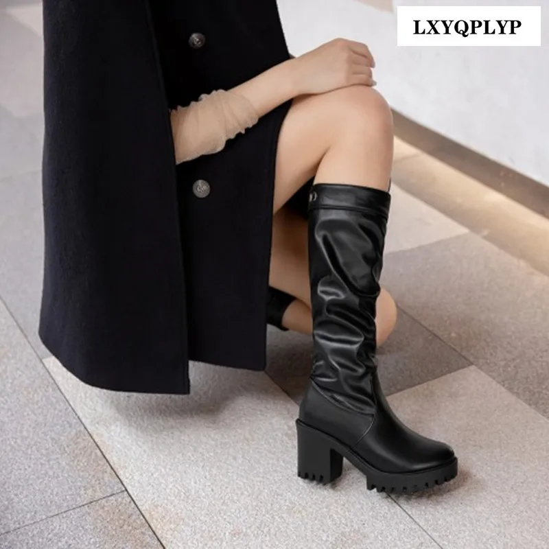 

Chunky Heels, High Heels, Waterproof Platform Women's Boots, Nightclubs, Europe and The United States, Trendy Women's Boots