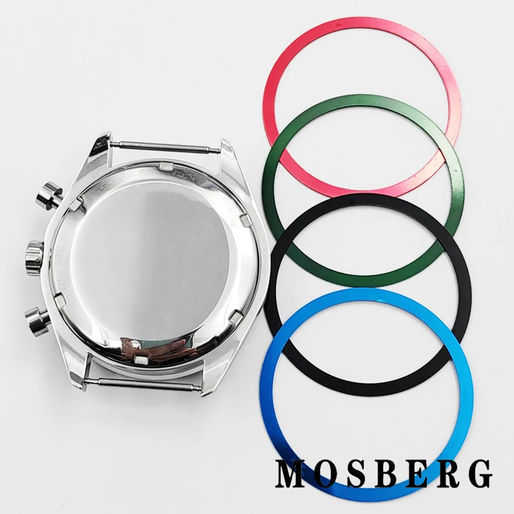 Silver Stainless Steel 40mm Watch Case with Multi-Color Bezel Options