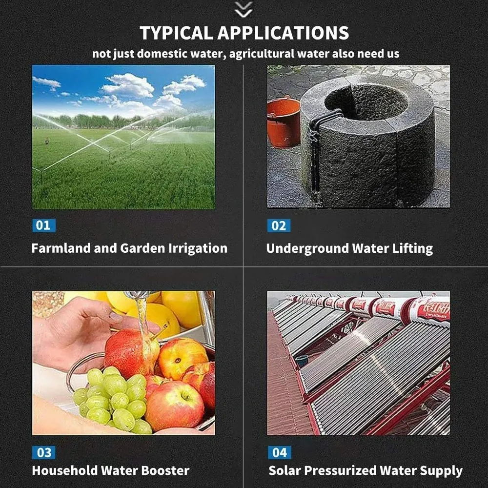 Household Water Booster Pump with 1/2 HP, 14 GPM Flow Rate, 110V for Shallow Well Irrigation