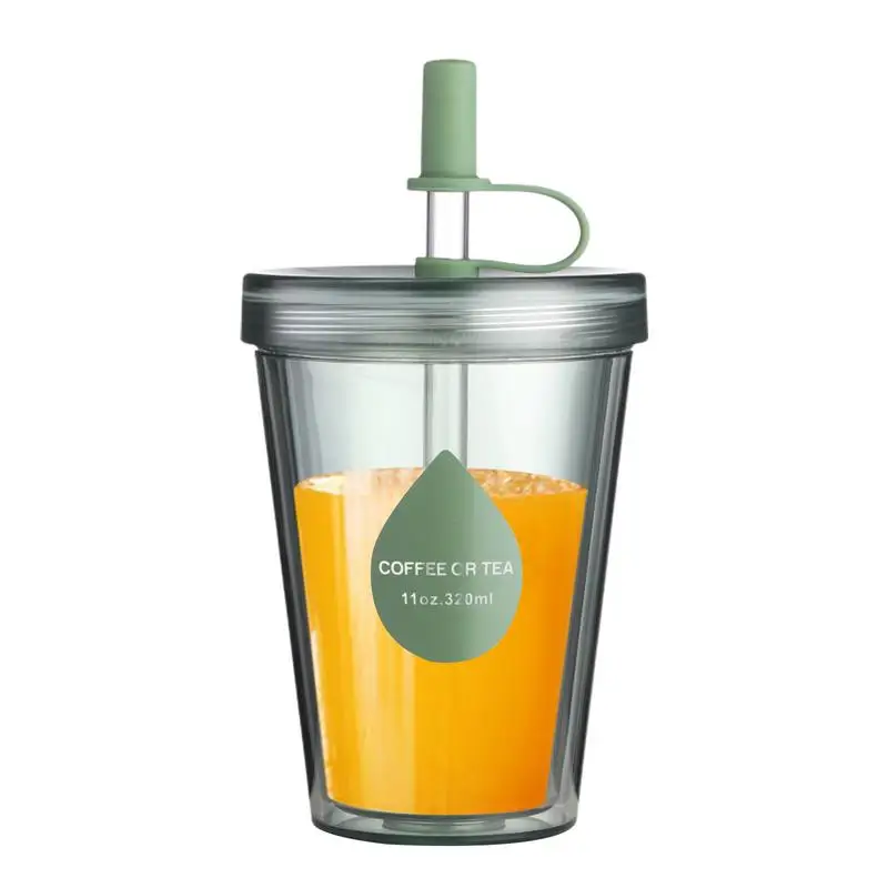 

Reusable Iced Coffee Cup Double Layer Cups with Straw and Lid Vacuum Cups for Travel Coffee Juice Milk kitchen drinkware supply