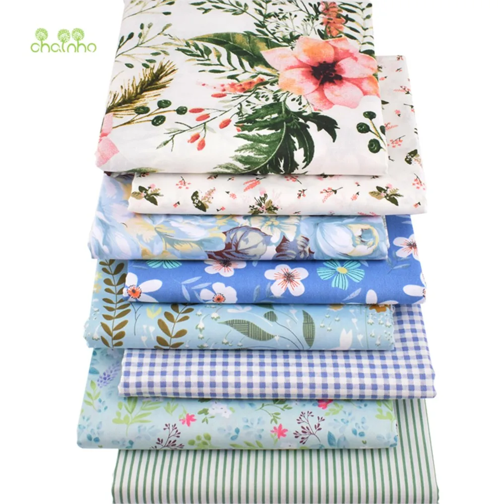 Chainho,Printed Twill Weave Cotton Fabric,DIY Sewing Quilting Material,Patchwork Cloth,8 Design Series,2 Specification,CC107