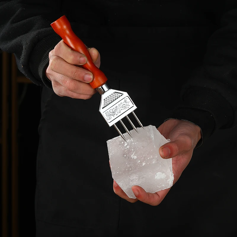 Ice Pick 304 Stainless Steel Three Pronged Crusher For Cocktail Bartender manual ice carving tool