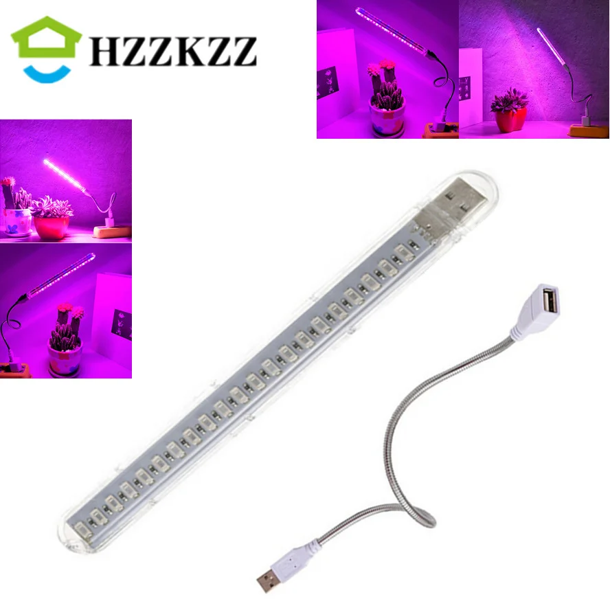 Hzzkzz Usb Led Full Spectrum Led Plant Lamp Grow Light Flessibile Led Growth Light Phyto Lamp Flower Seedling Illuminazione Idroponica