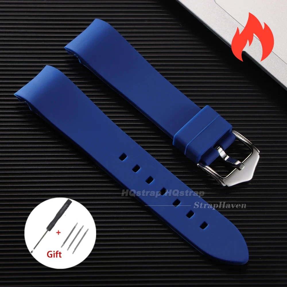 Enhanced Silicone Sport Strap - Curved End, Universal Waterproof Wristband (Multiple Widths Available)