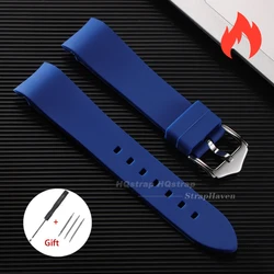 Enhanced Silicone Sport Strap - Curved End, Universal Waterproof Wristband (Multiple Widths Available) - 20mm (Blue)