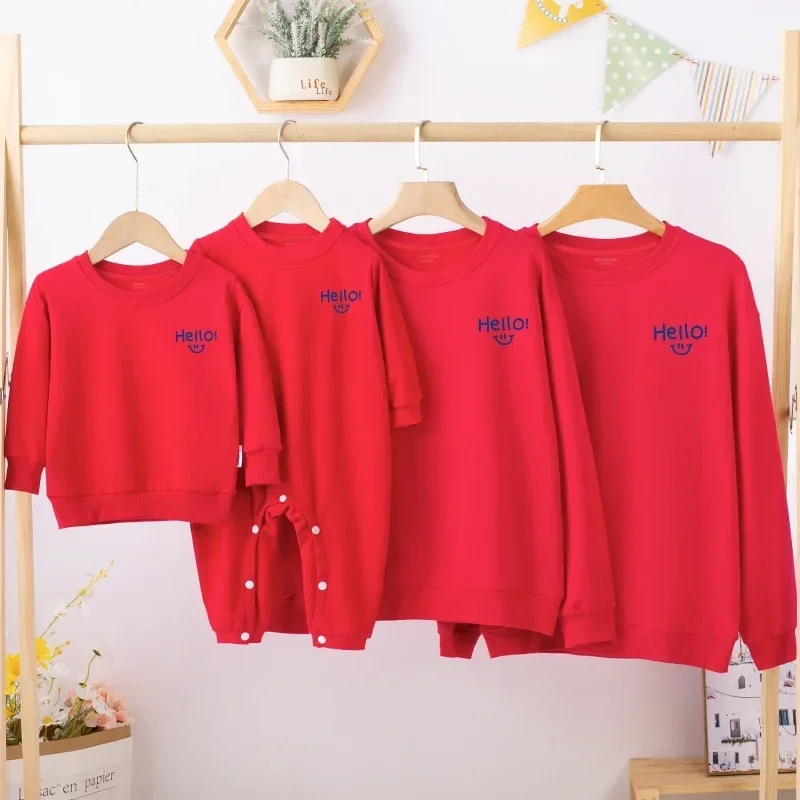Conjuntos familiares a juego para Navidad e invierno Sudaderas para papá e hijo Camisetas para mamá e hija Camisetas con estampado de cara sonriente Suéteres para pareja