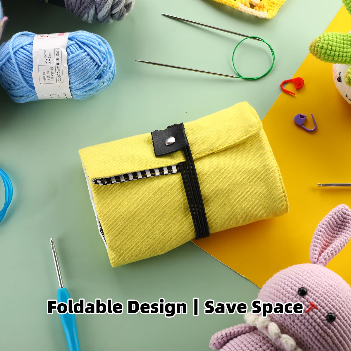 Empty Knitting Needles Storage Bag Waterproof Crochet Hooks Organizer Foldable Bags For Sewing Tools Accessories