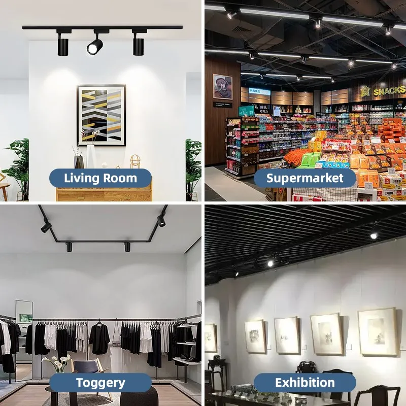 Set Led Track Light Fixture COB Ceiling Track Lamp 12/20/30/40W Rail Spotlight System For Kitchen Shop Store Home Lighting 220V 2