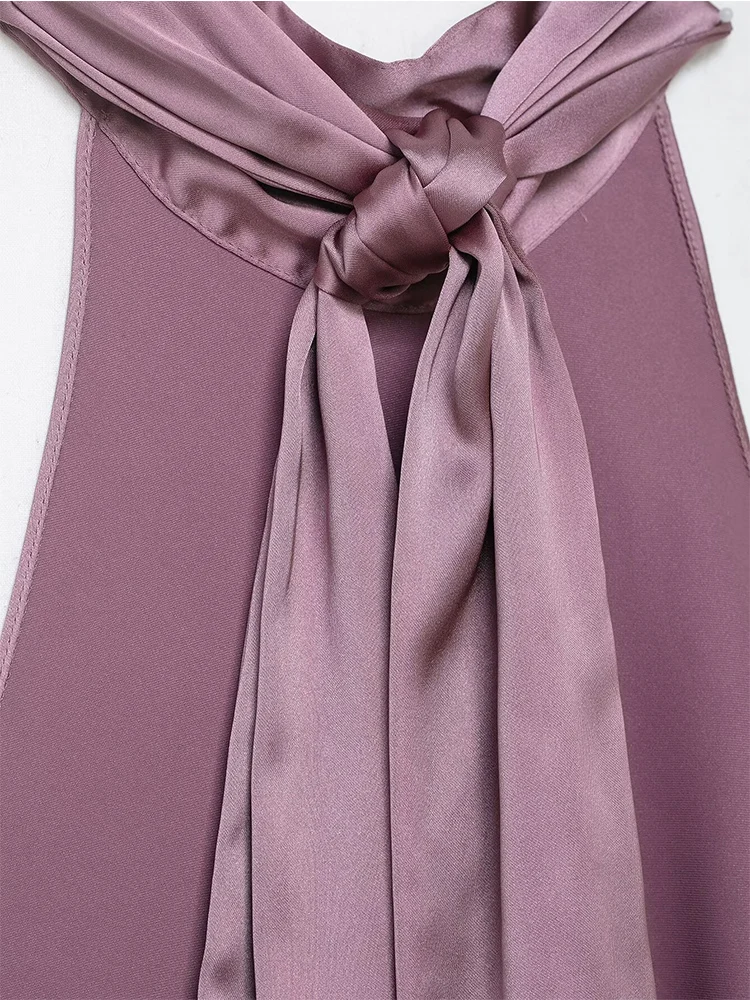  Fashion New Women's Satin Halter Vest Elegant Irregular Hem Backless Sleeveless Street Tank Tops  Summer Vacation Casual Tops