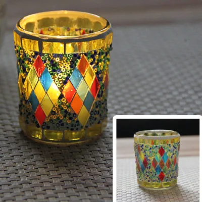 Euro Colorful Mosaic Candle Holder Cafe Home Table Dinner Decorative Candlestick Wedding Christmas Supply Candle Cup 6.2cm*5.2cm candle holders