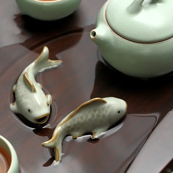 Tea Pet Ornaments The Ru Kiln Iln Carp Mini Clay Tea Pet Ceramic Tea Decoration Lovely Porcelain Living Room Figurines & Miniatures Home Decor
