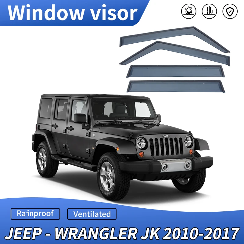 

Window Visor For Jeep Wrangler JK JL 2010-today Auto Door Visor Weathershields Window Protectors