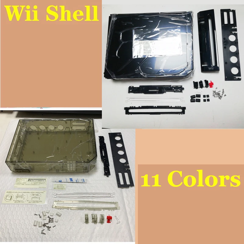 Transparent red Wii Console Full Host Shell Case Cover For Nintend Wii