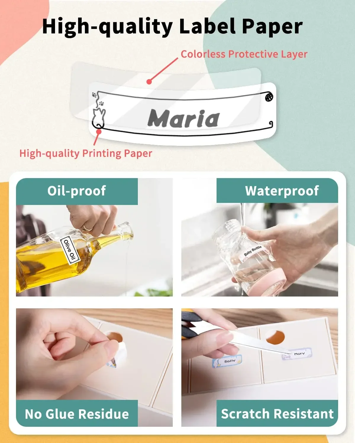 [3 rolls Get 50 off] Transparent Label Sticker Waterproof Thermal Label for Phomemo Q30 Q31 Q30S D30 Mini Thermal Label Printer