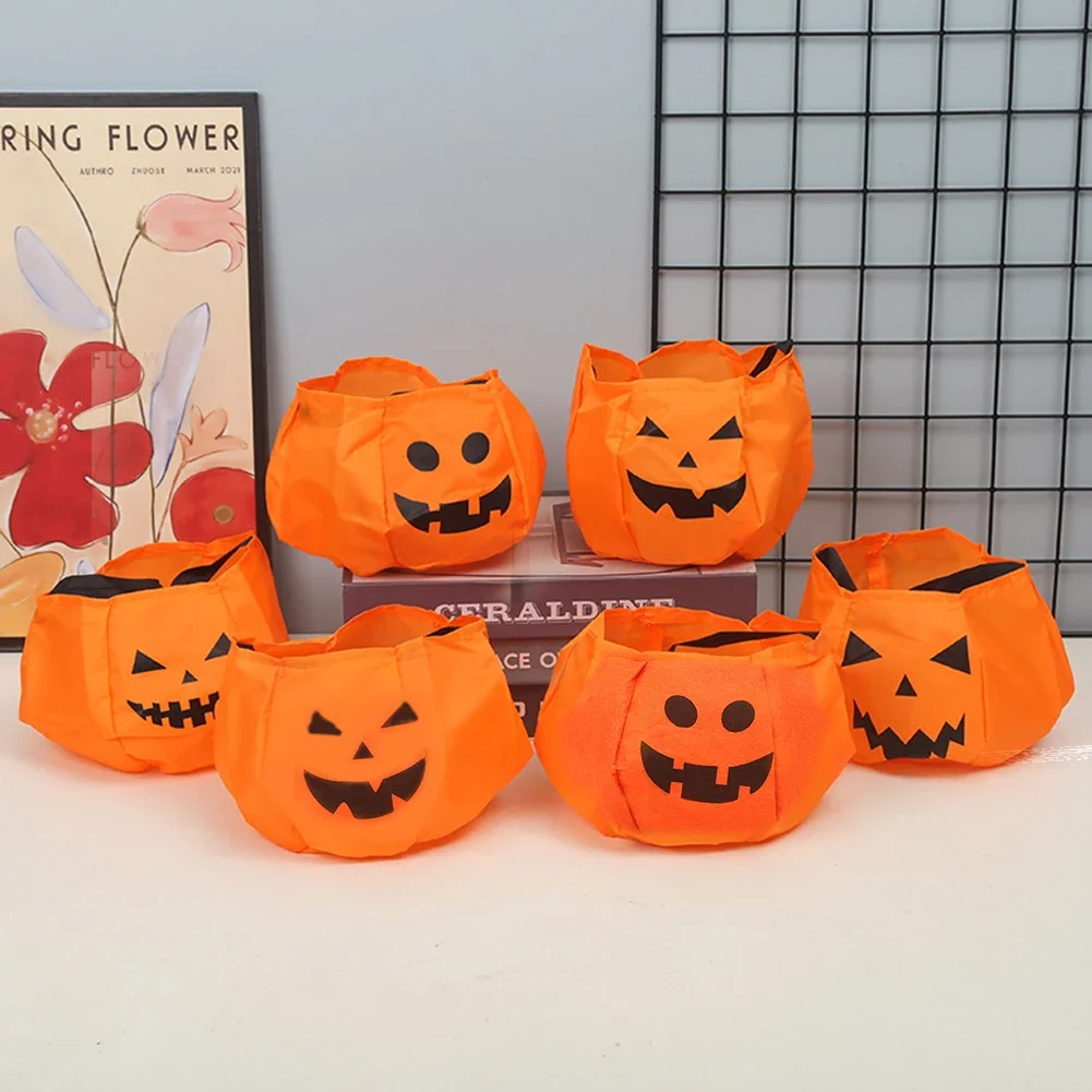 1pc Halloween Loot Party Kids Pumpkin Trick Or Treat Tote Bags Candy Bag Halloween Candy Storage Bucket Portable Gift Basket