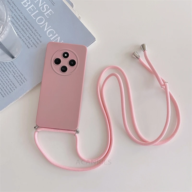 Crossbody Lanyard Silicone Case with Fashion Strap Cord - Red