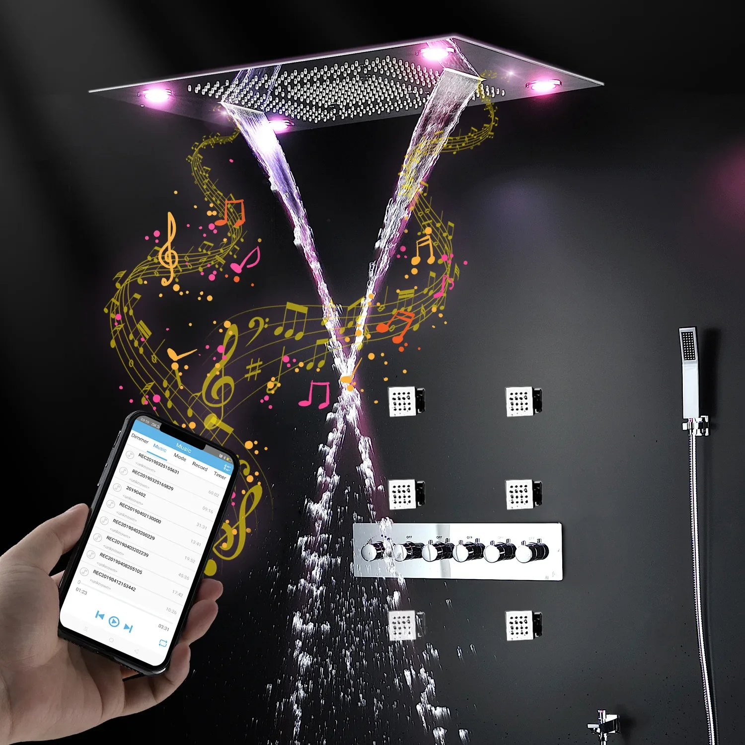 Constant temperature multifunctional music top spray shower set # dfg345 3
