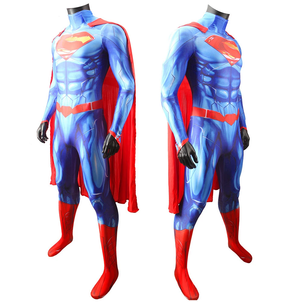 DC-Inspired Superman: Man of Steel Spandex Bodysuit Cosplay Costume for Adults and Kids