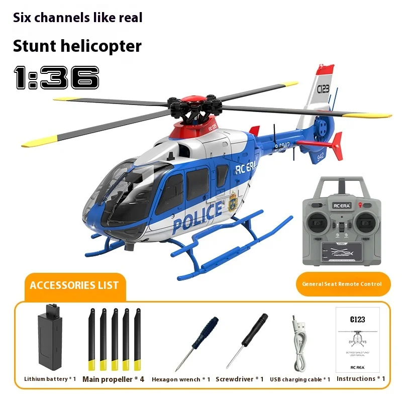 Rc Era Ec-135 Remote-Controlled Helicopter C123 Brushless 6-Way Single Blade Aileron Free Duct Simulation Model Aircraft 4