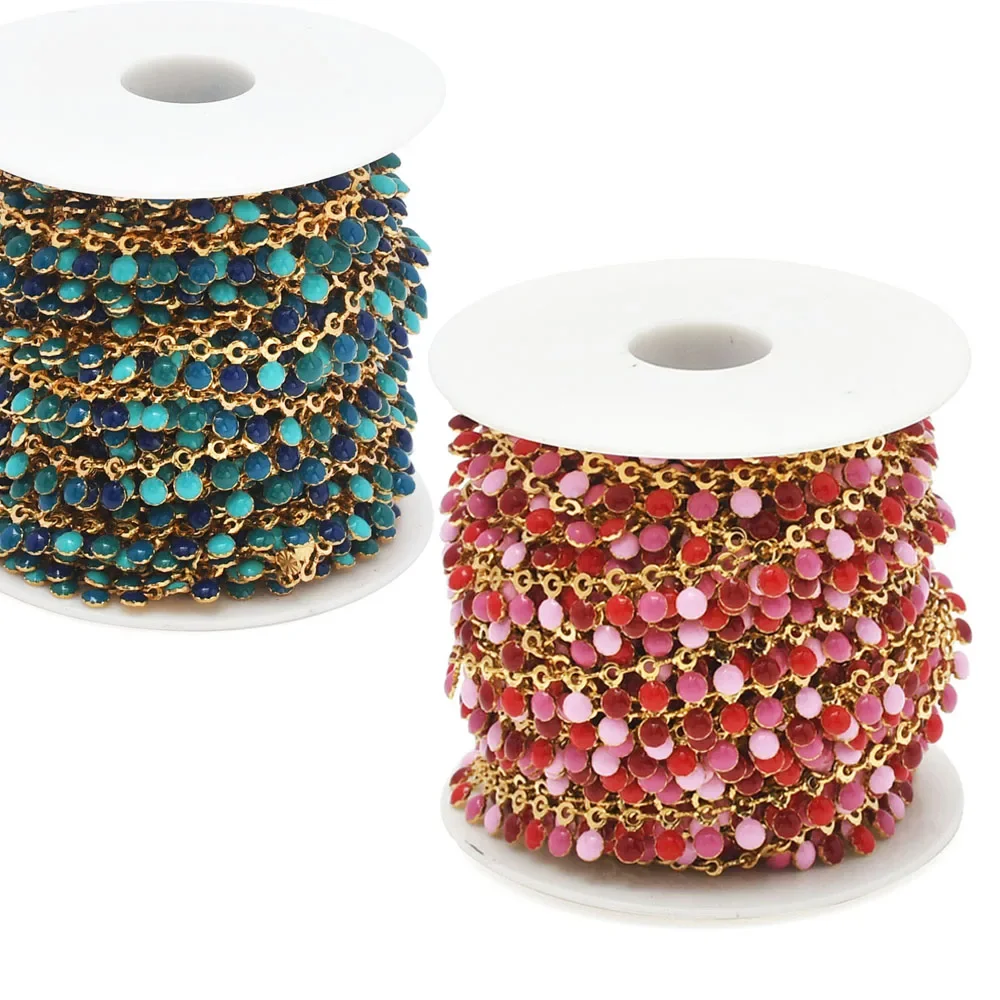 1-10Meter Edelstahl bunte Emaille Anhänger Kette Perle Glieder kette für Schmuck machen DIY Frauen Hals reifen Halsketten Lieferungen