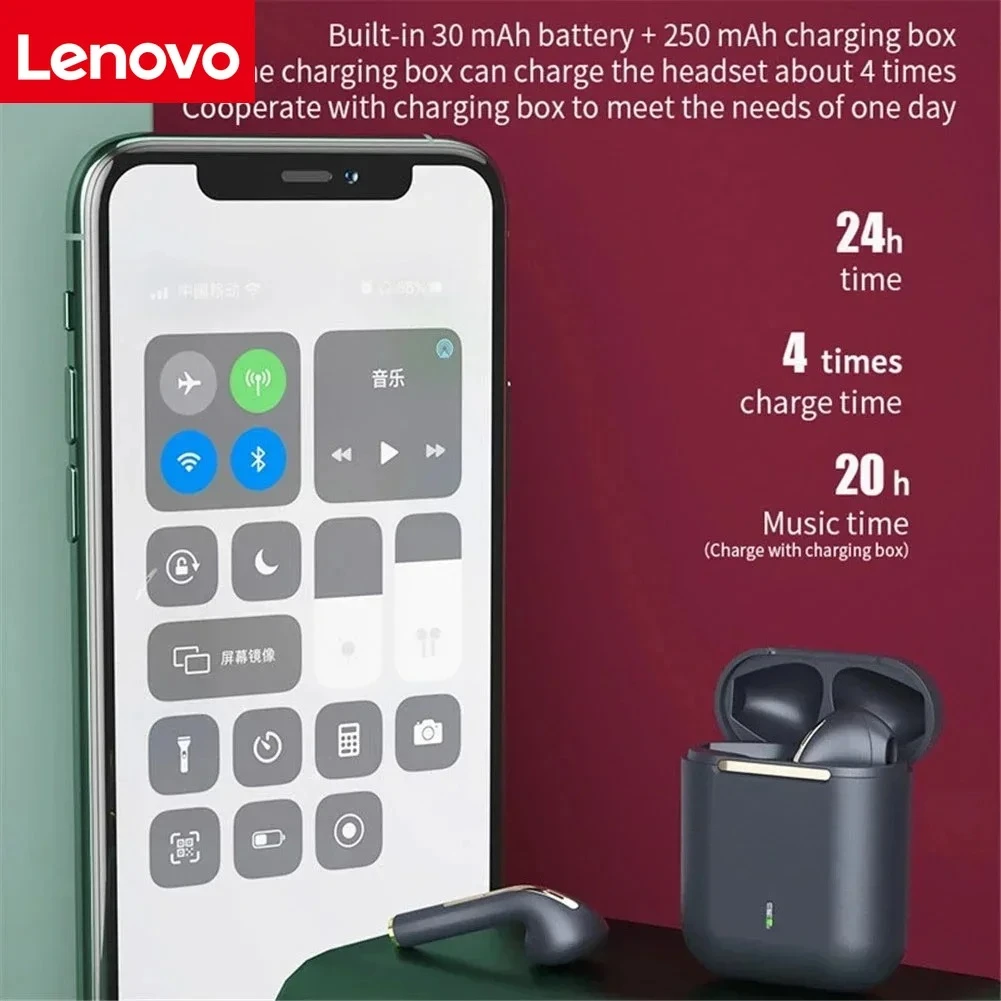 Lenovo J18 Wireless Earphone HiFI In-ear Stereo with Microphone Waterproof Bluetooth Touch Noise-cancelling Various Headphones