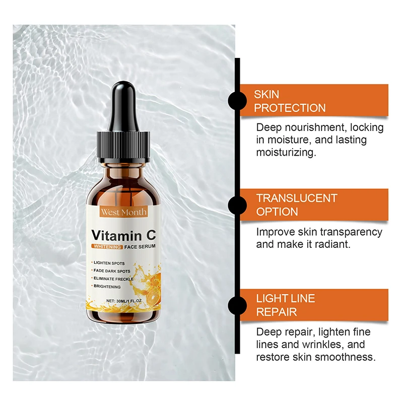 Vitamin C Whitening Serum Remove Freckles Dark Spots Face Essence Fade Melasma Melanin Brighten Repair Dull Skin Care Cosmetics 6