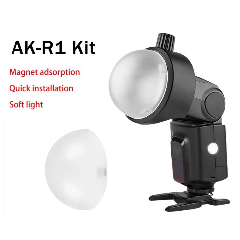 [E] V1 라운드 헤드 플래시/AD200/AD200Pro/플래시 시리즈 V1/S-R2 예비 부품용 1Pc AK-R11 마그네틱 돔 디퓨저 교체품
